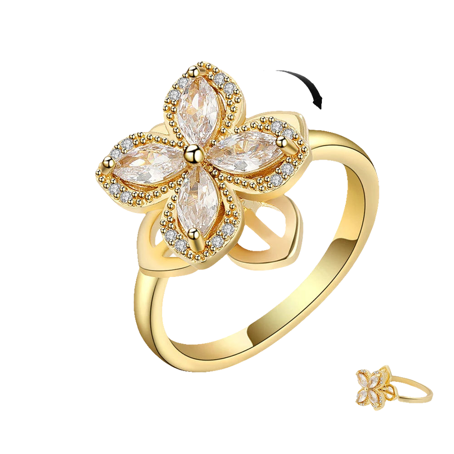 silver fidget ring core spin clover anxiety relief jewelry spinner ring for focus