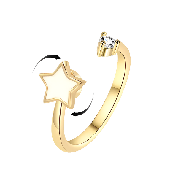 Midnight Dream - Focus Ring in 925 Silver with Zircon Sparkle - Gold Edition
