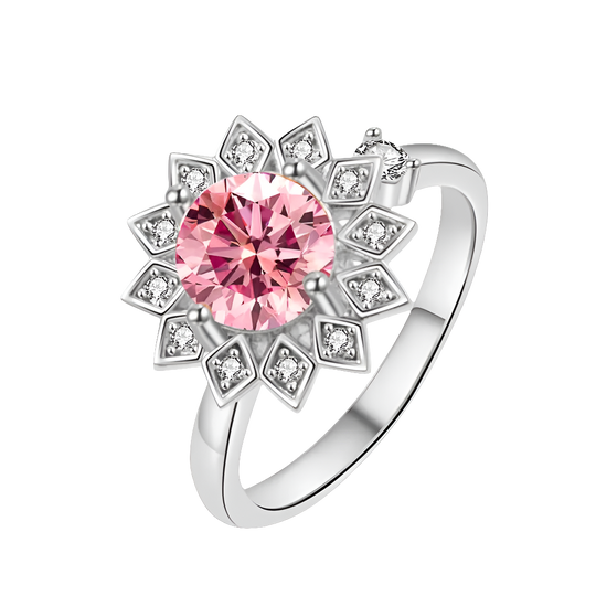 silver fidget ring core spin peony anxiety relief jewelry spinner ring for focus