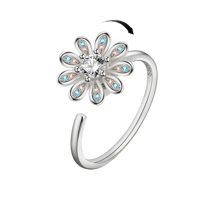 Moonlit Flora - ADHD Fidget Ring – Elegant Spinner - Silver Edition