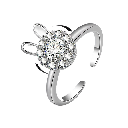 Lucky Rabbit - Elegant 925 Spinner Ring – Fidget Discreetly - Silver Edition