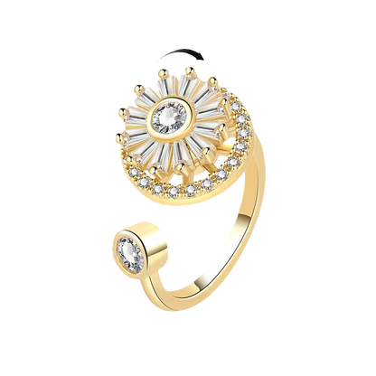 Wheel of Fortune - Anxiety-Relief Ring in Sterling Silver Gold Plated Finish