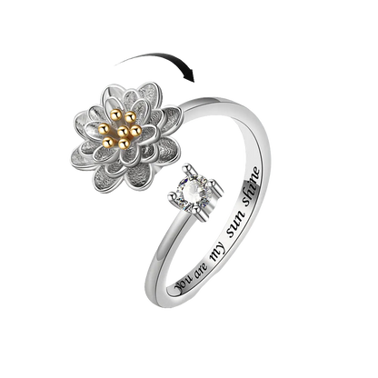 Lotus Whisper - Adjustable Sterling Silver ADHD Fidget Ring