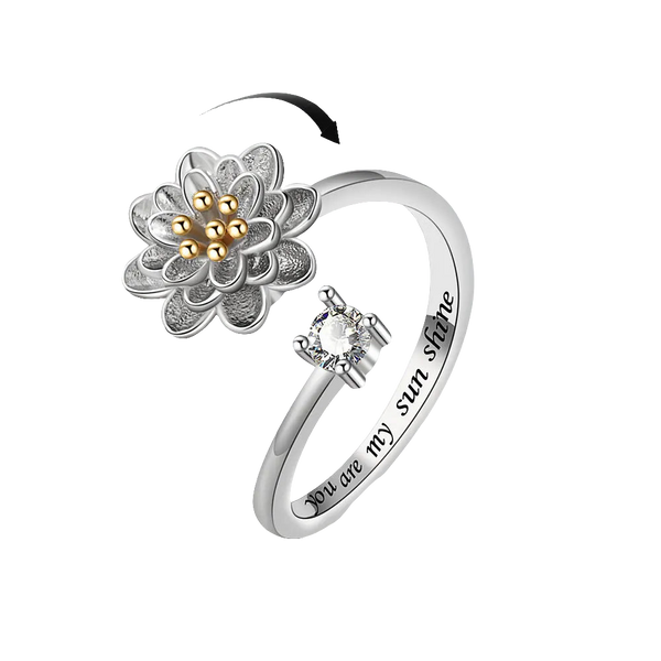 Lotus Whisper - Adjustable Sterling Silver ADHD Fidget Ring