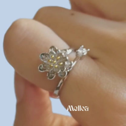 Lotus Whisper - Adjustable Sterling Silver Fidget Ring