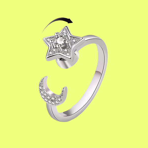 Cosmic Glow - Silver Fidget Ring for Stress Relief