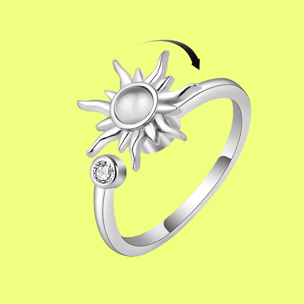 Silver Sun Halo - Fidget Ring with Rotating Band – Elegant Style