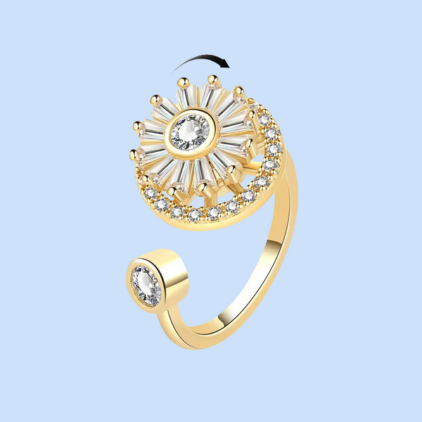 Wheel of Fortune - Anxiety-Relief Ring in Sterling Silver Gold Plated Finish