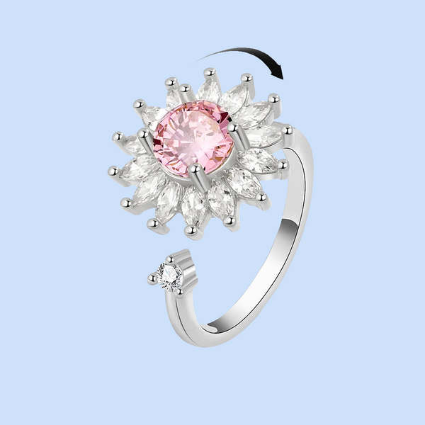 Mystic Blossom- 925 Silver ADHD Ring – Elegant & Functional - Silver & Pink