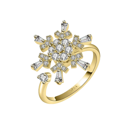 gold fidget ring core spin snowflake anxiety relief jewelry spinner ring for focus